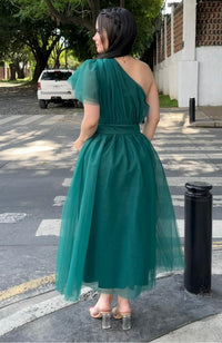 Vestido al Hombro Verde