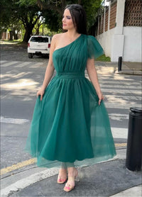 Vestido al Hombro Verde