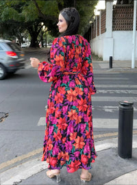 Vestido Floral Manga Larga