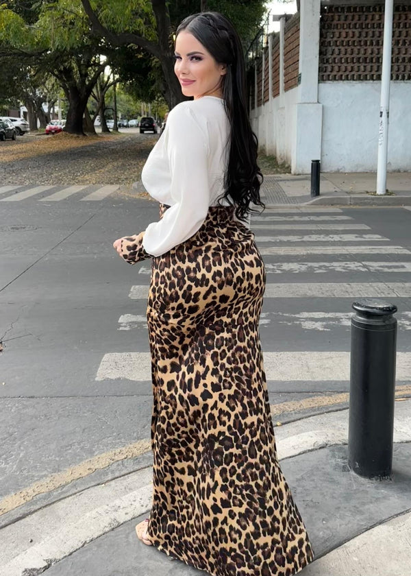 Vestido Animal Print Manga Larga