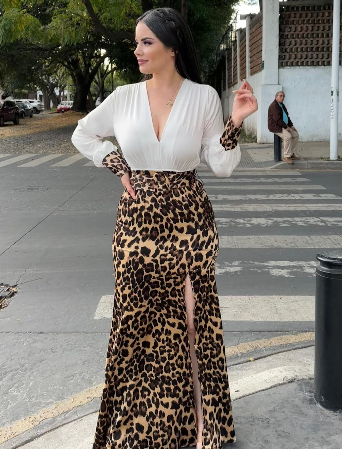 Vestido Animal Print Manga Larga