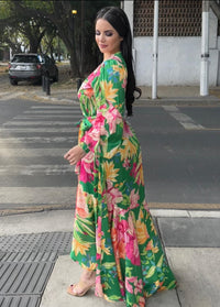 Vestido Tropical Manga Larga