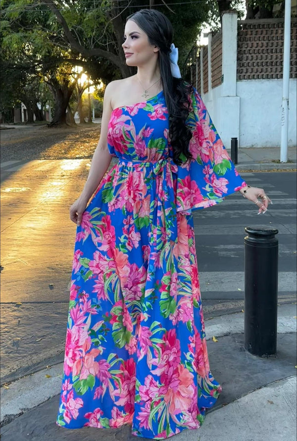 Vestido Flores Azul