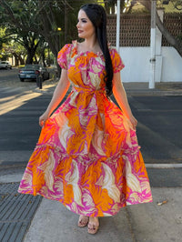 Vestido Hojas Naranja