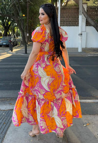 Vestido Hojas Naranja
