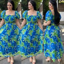 Vestido Verde con Azul