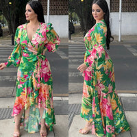 Vestido Tropical Manga Larga