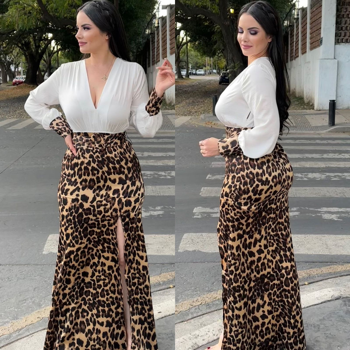 Vestido Animal Print Manga Larga