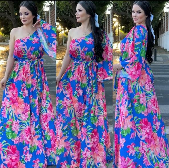 Vestido Flores Azul