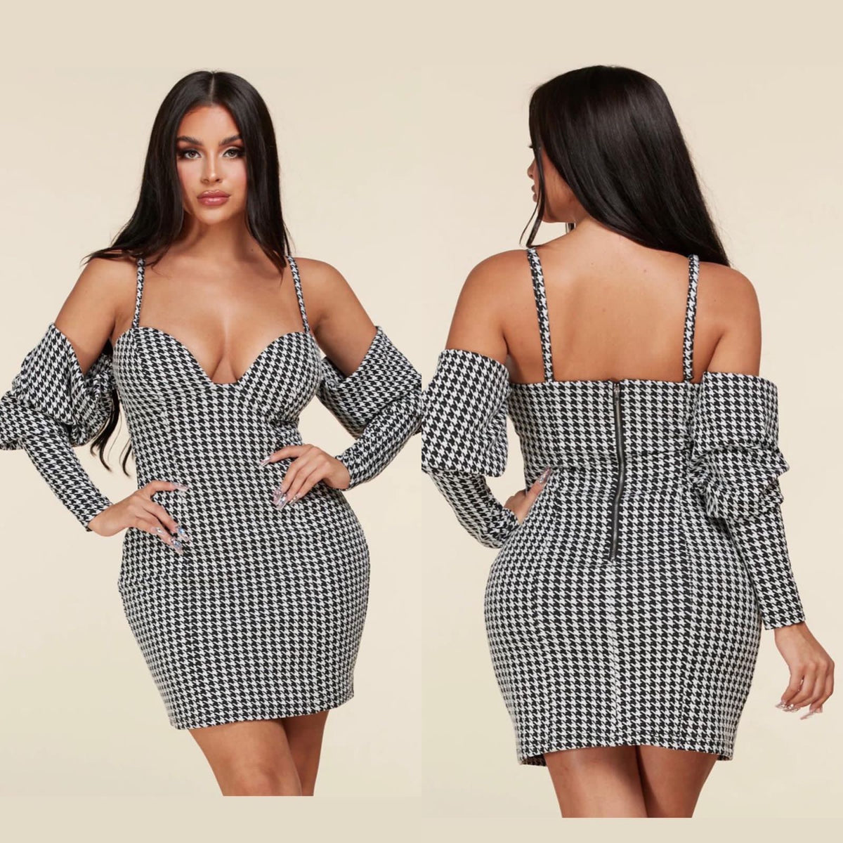 Vestido Cuadros Blanco y Negro