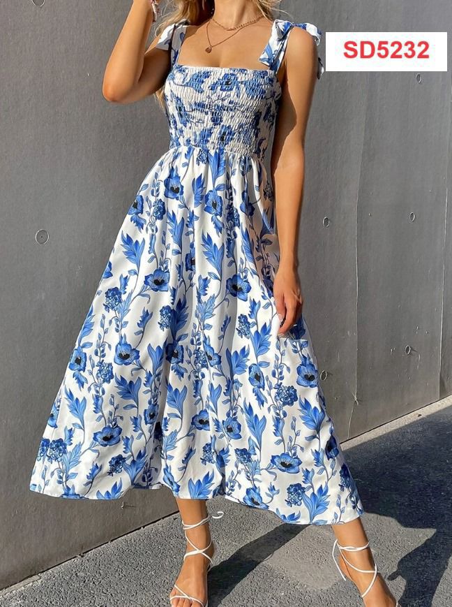 Vestido Floral Print Azul