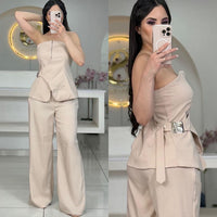 Set Blusa Cruzada y Pantalón